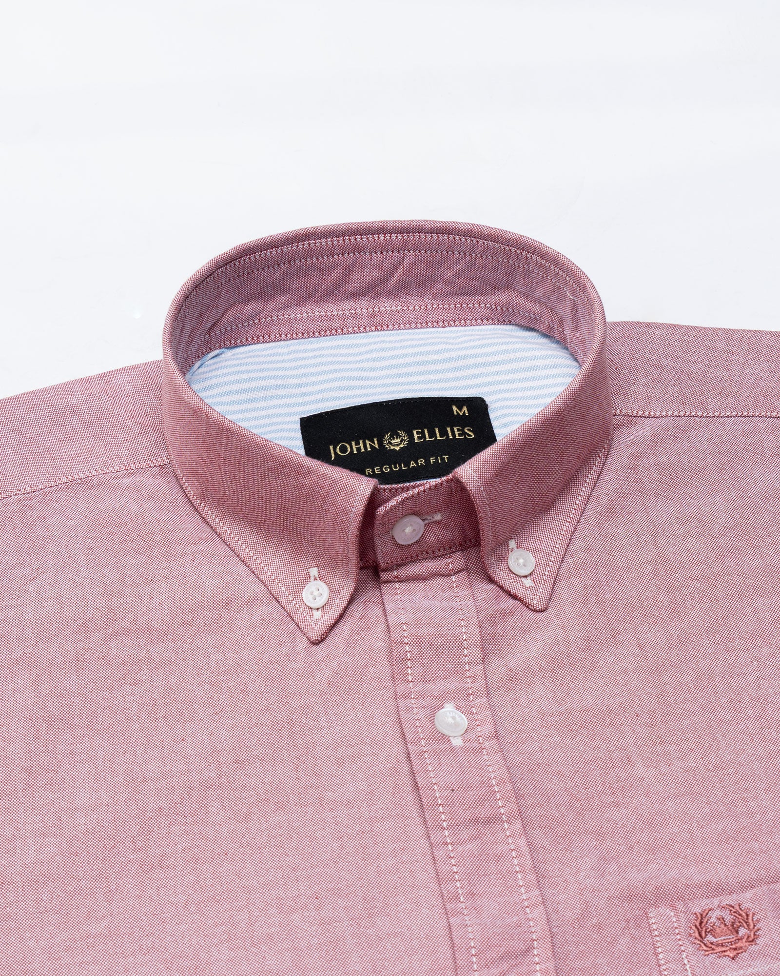 Hicker Red Button Down Plain Oxford Cotton Shirt - John Ellies