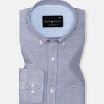 Hicker Silver Button Down Plain Oxford Cotton Shirt - John Ellies