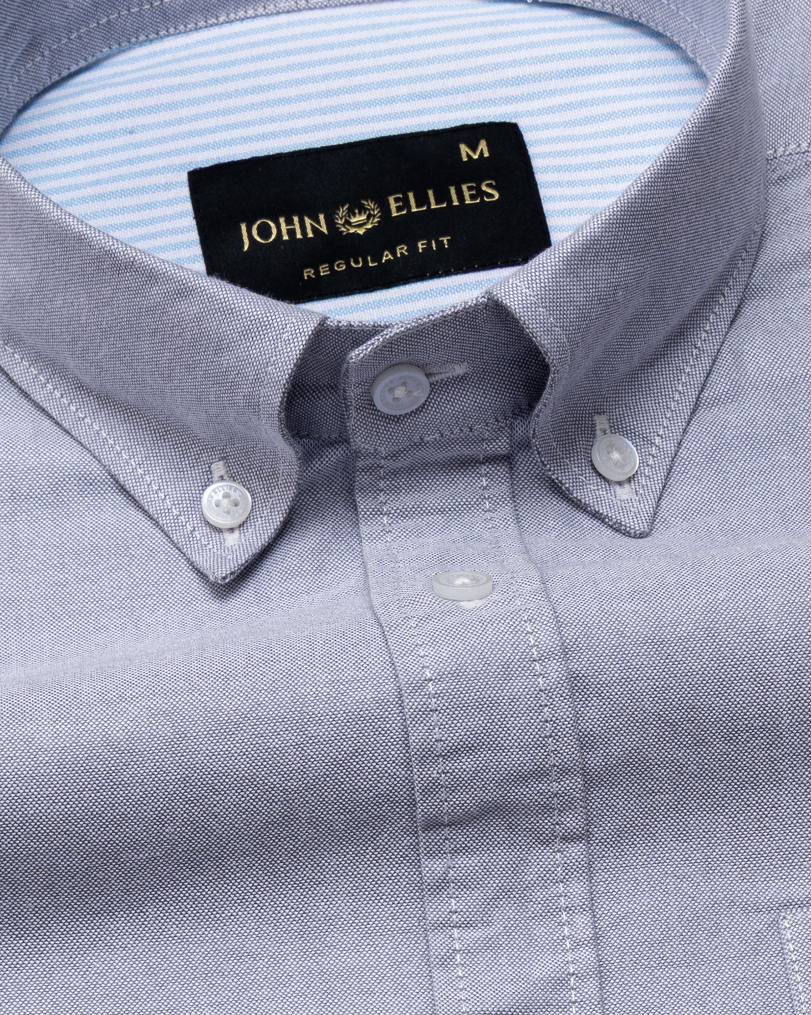 Hicker Silver Button Down Plain Oxford Cotton Shirt - John Ellies