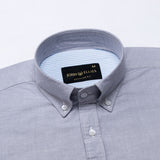 Hicker Silver Button Down Plain Oxford Cotton Shirt - John Ellies