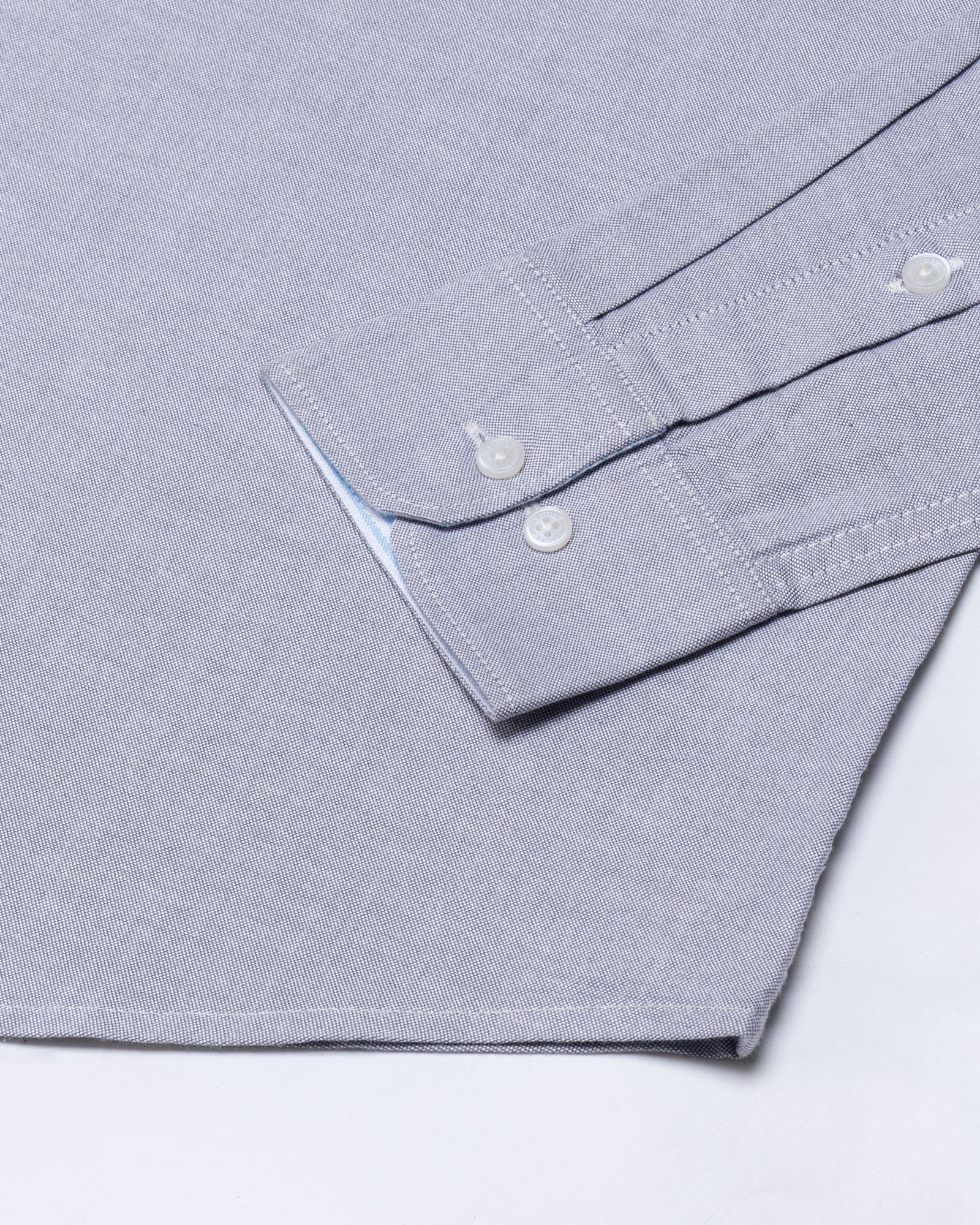 Hicker Silver Button Down Plain Oxford Cotton Shirt - John Ellies