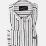 Mersin Cream Stripe Button Down Linen Shirt - John Ellies