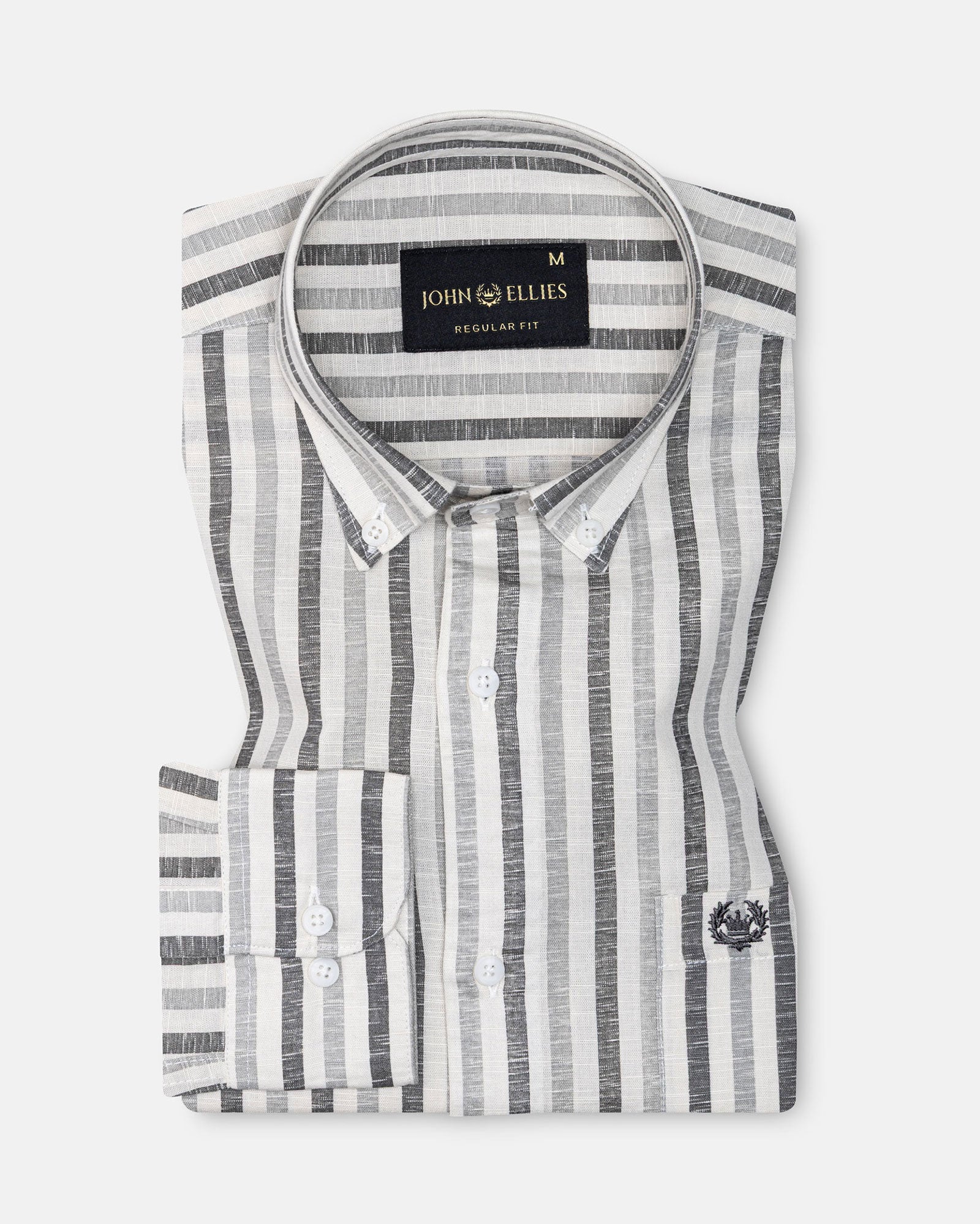 Mersin Cream Stripe Button Down Linen Shirt - John Ellies