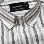 Mersin Cream Stripe Button Down Linen Shirt - John Ellies