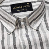 Mersin Cream Stripe Button Down Linen Shirt - John Ellies