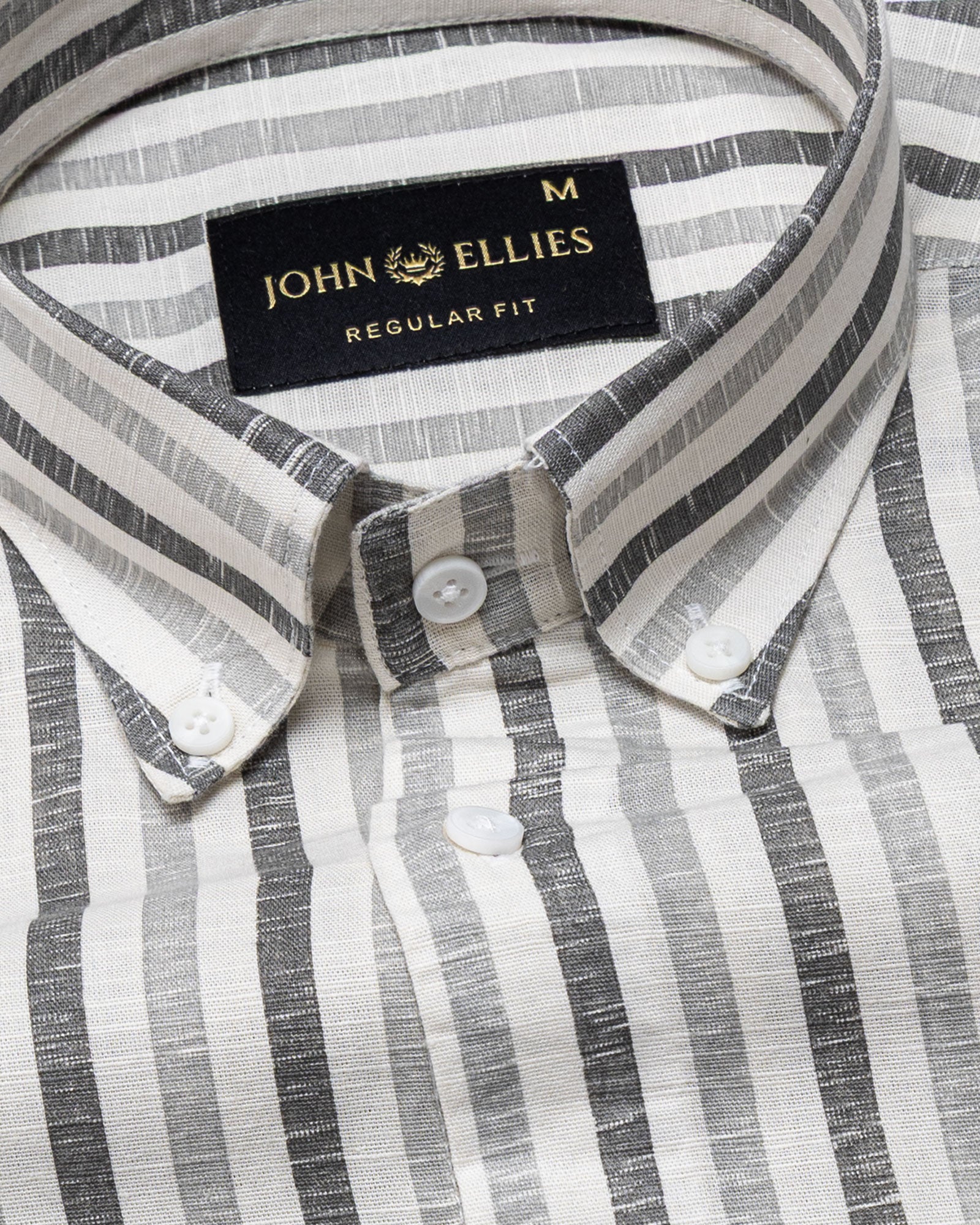 Mersin Cream Stripe Button Down Linen Shirt - John Ellies