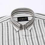 Mersin Cream Stripe Button Down Linen Shirt - John Ellies