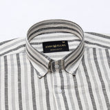 Mersin Cream Stripe Button Down Linen Shirt - John Ellies