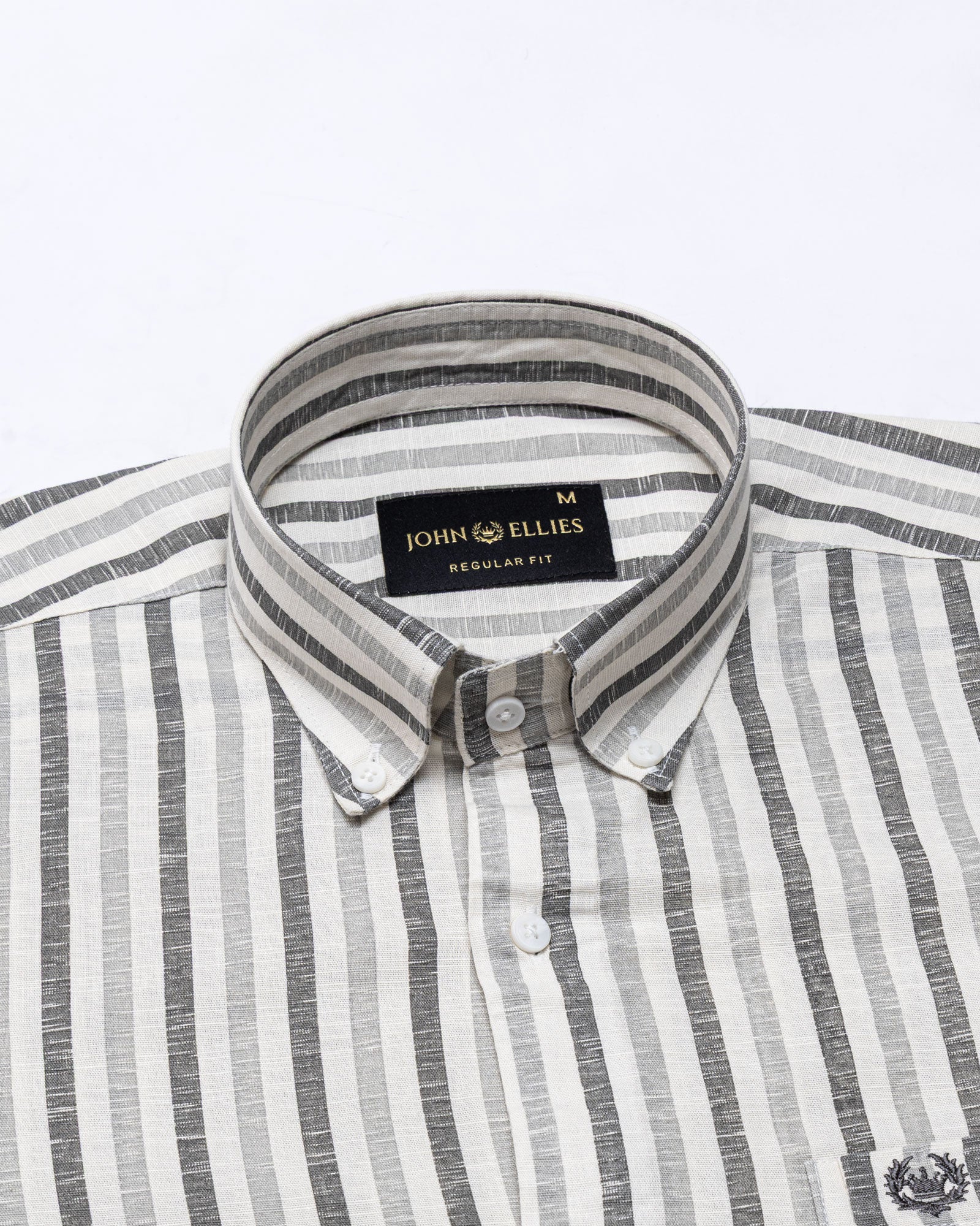 Mersin Cream Stripe Button Down Linen Shirt - John Ellies