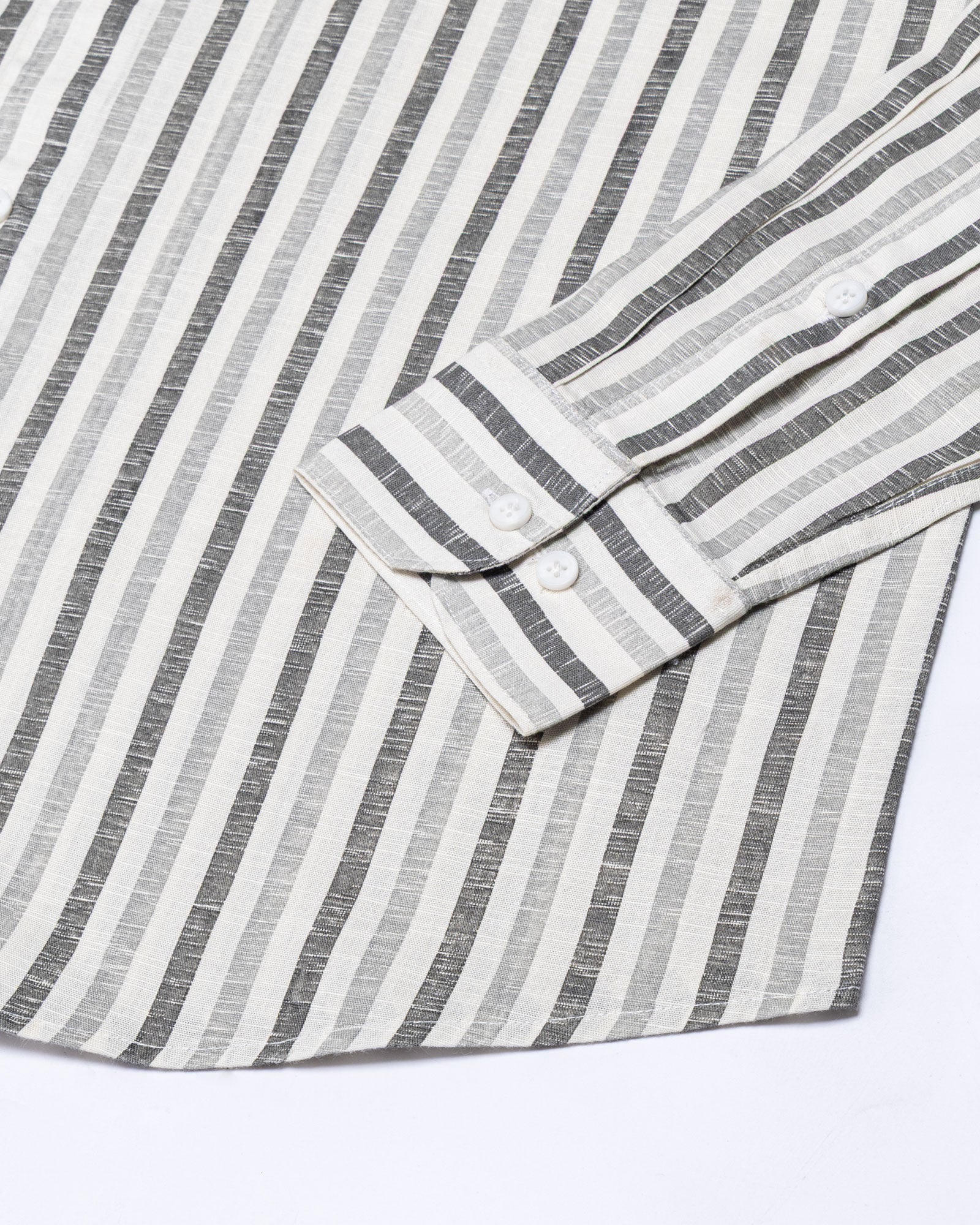Mersin Cream Stripe Button Down Linen Shirt - John Ellies