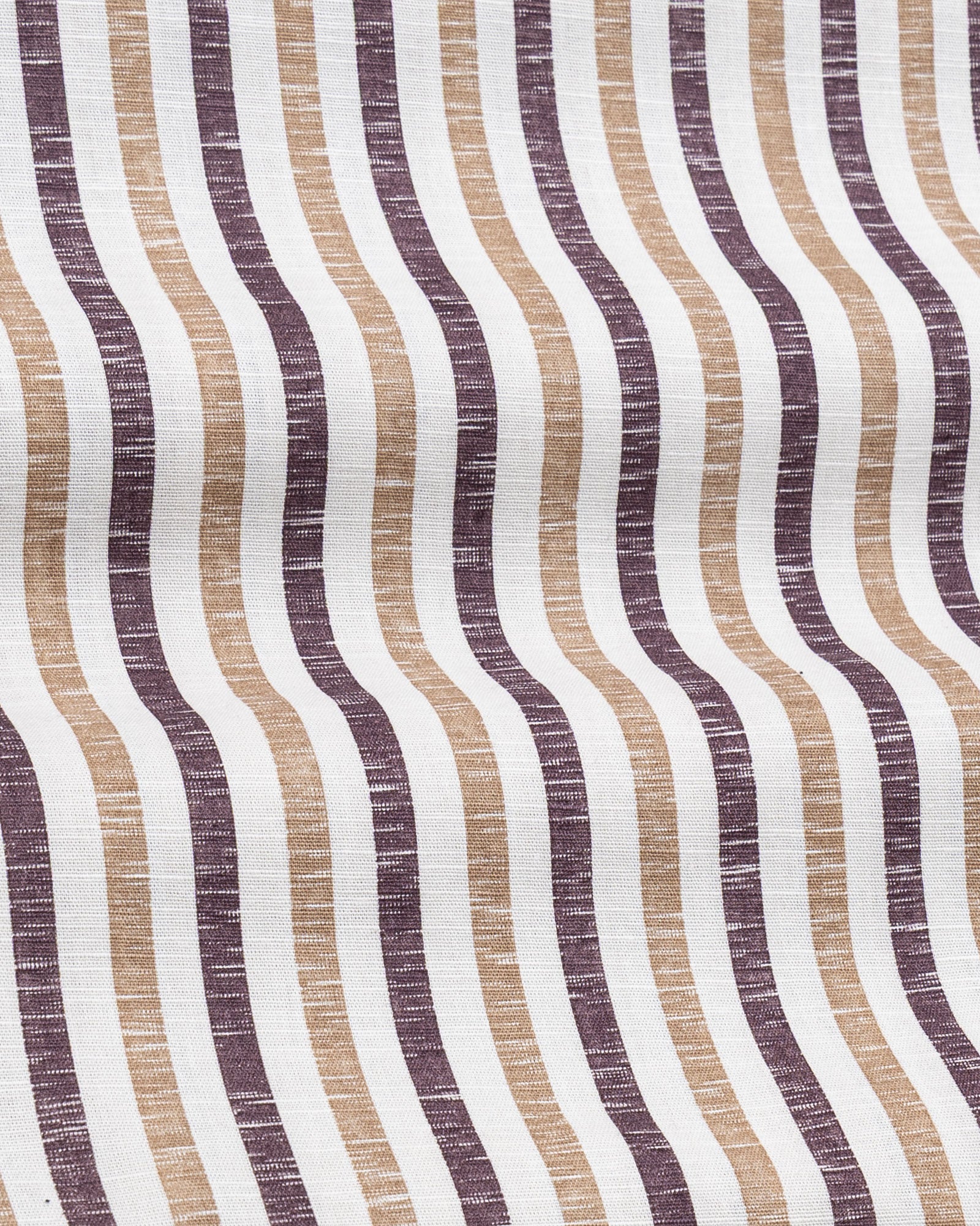 Mersin Brown With Maroon Stripe Button Down Linen Shirt - John Ellies