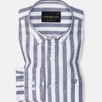 Mersin Black Stripe Button Down Linen Shirt - John Ellies