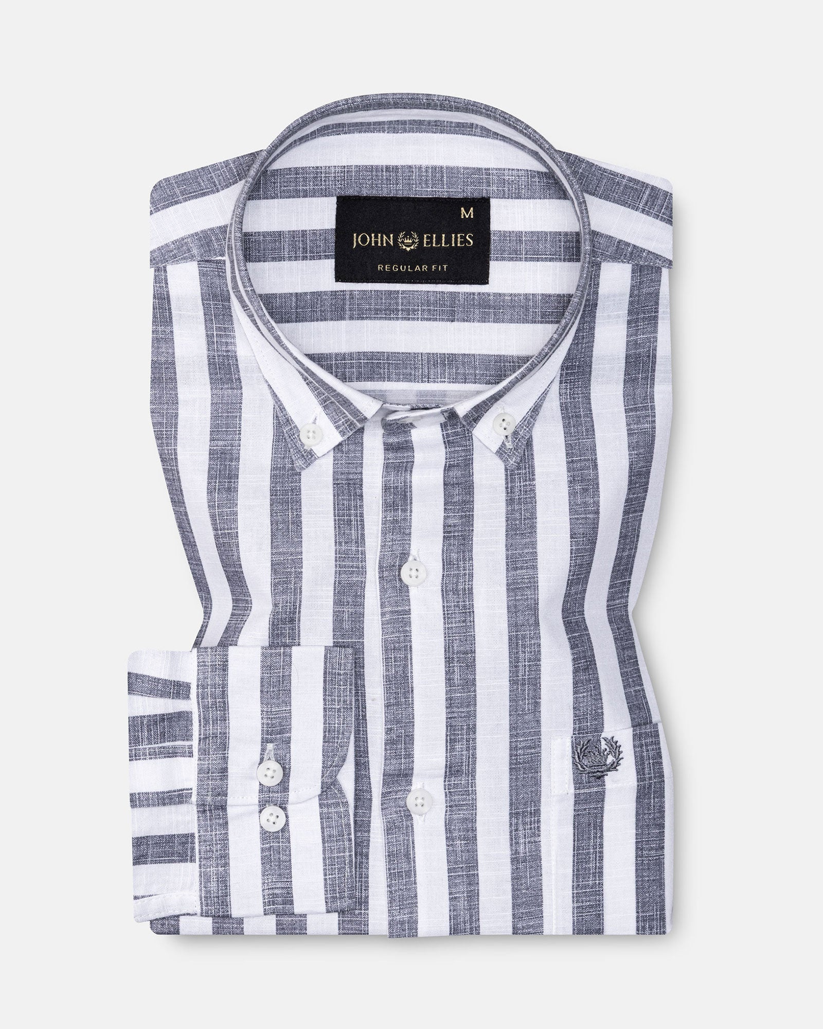 Mersin Black Stripe Button Down Linen Shirt - John Ellies