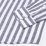 Mersin Black Stripe Button Down Linen Shirt - John Ellies