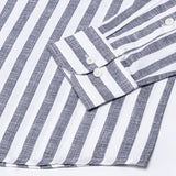 Mersin Black Stripe Button Down Linen Shirt - John Ellies
