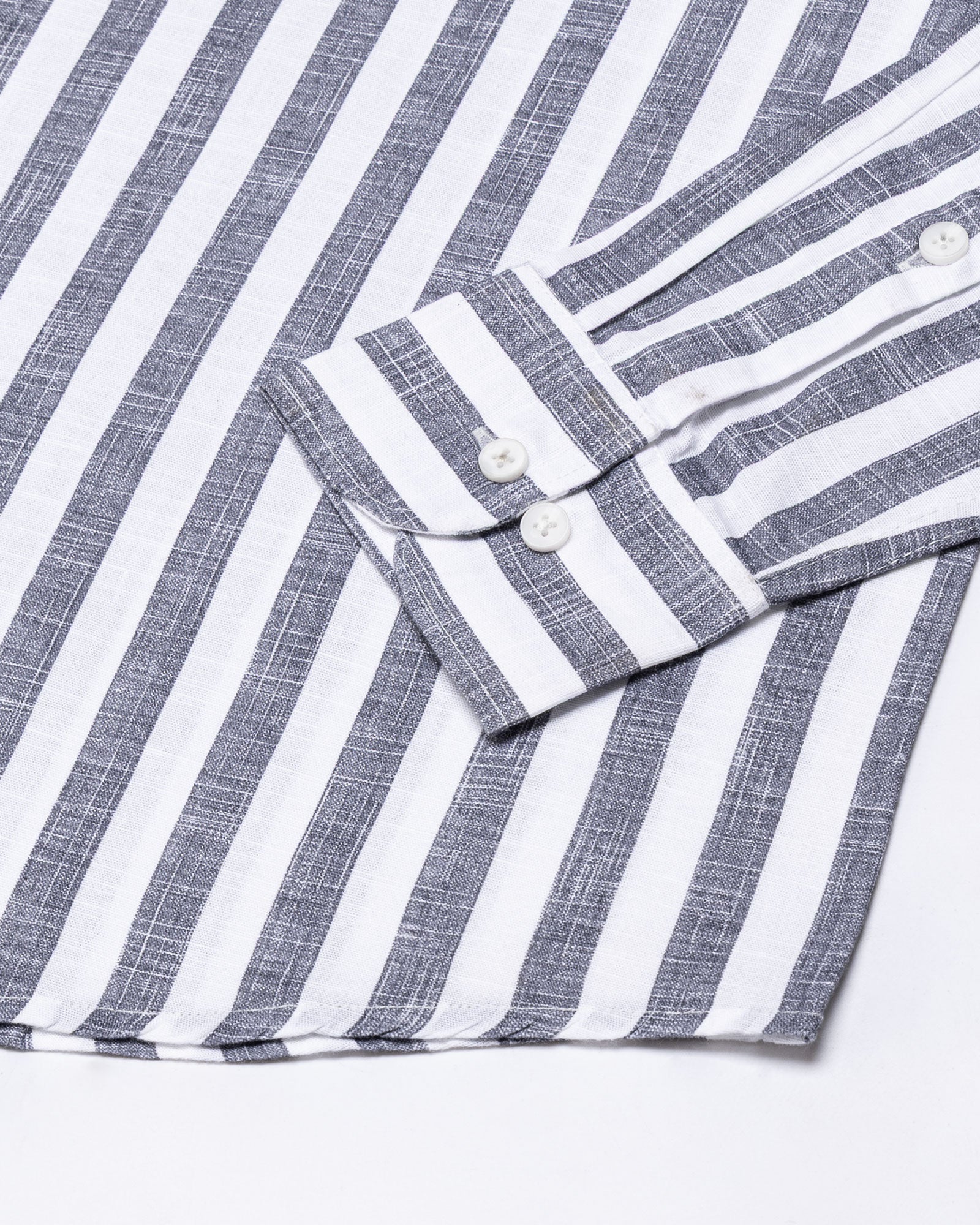 Mersin Black Stripe Button Down Linen Shirt - John Ellies