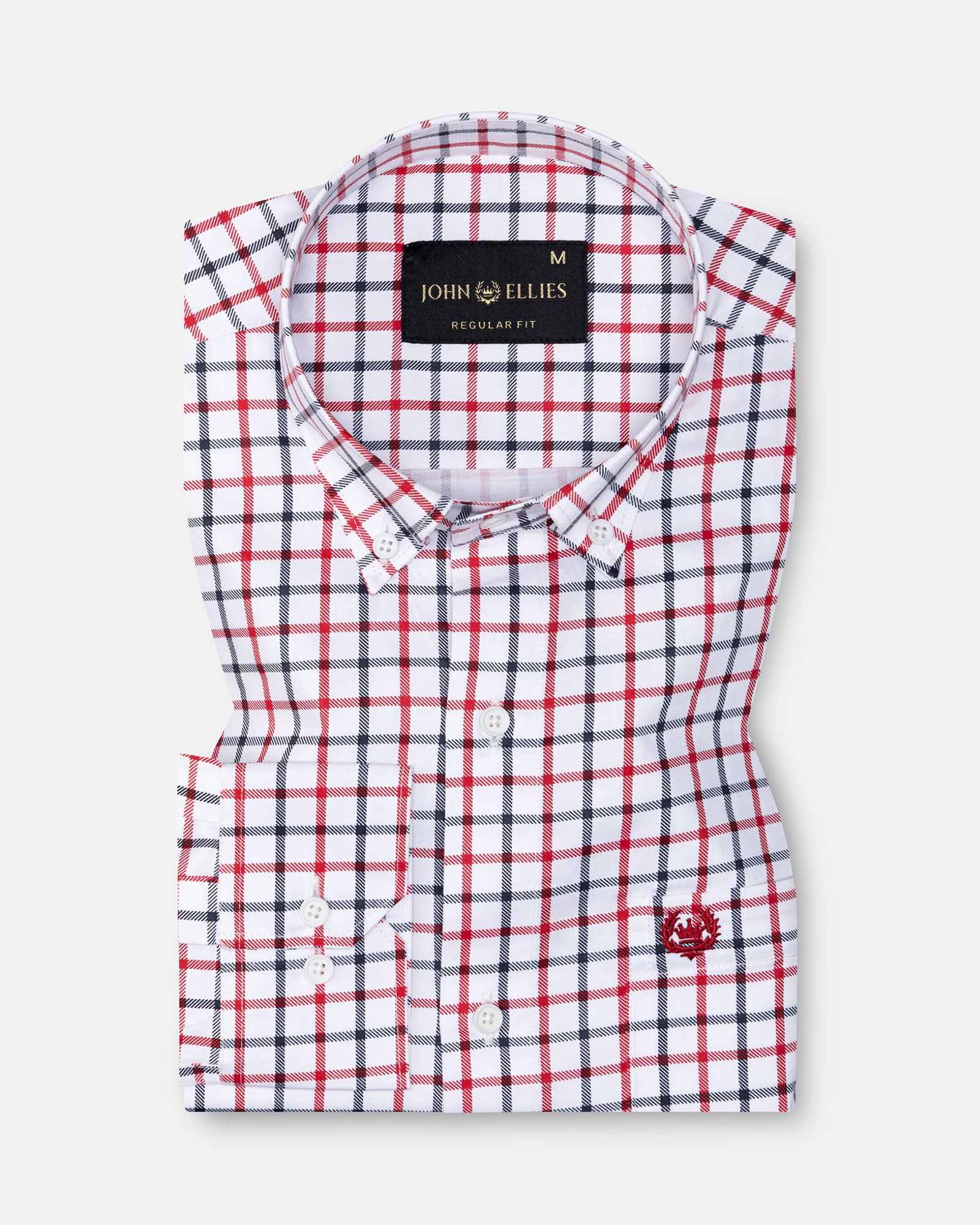 Kaish Red And Black Check Button Down Cotton Shirt - John Ellies