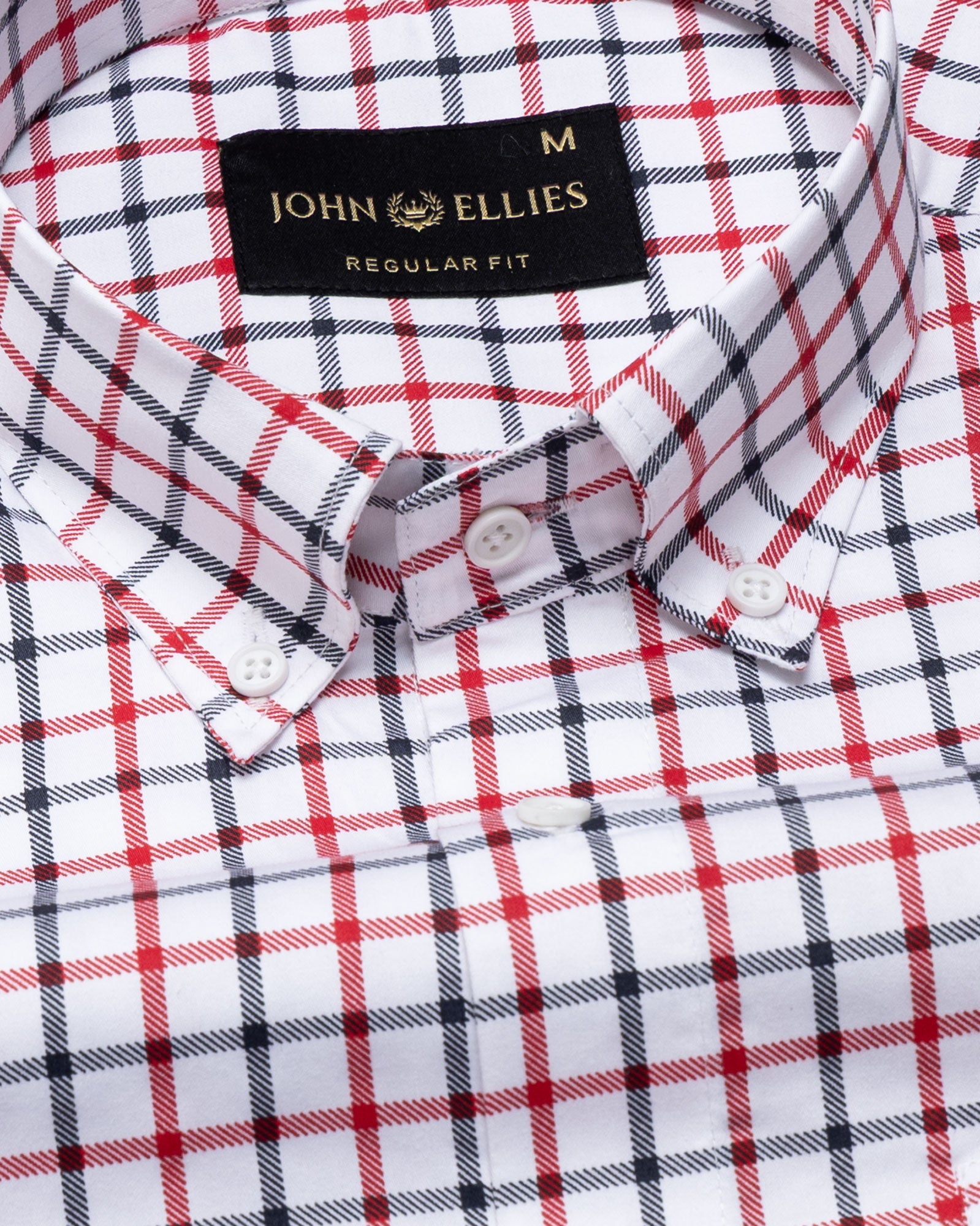 Kaish Red And Black Check Button Down Cotton Shirt - John Ellies