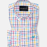 Kaish Multicolor Check Button Down Linen Shirt - John Ellies