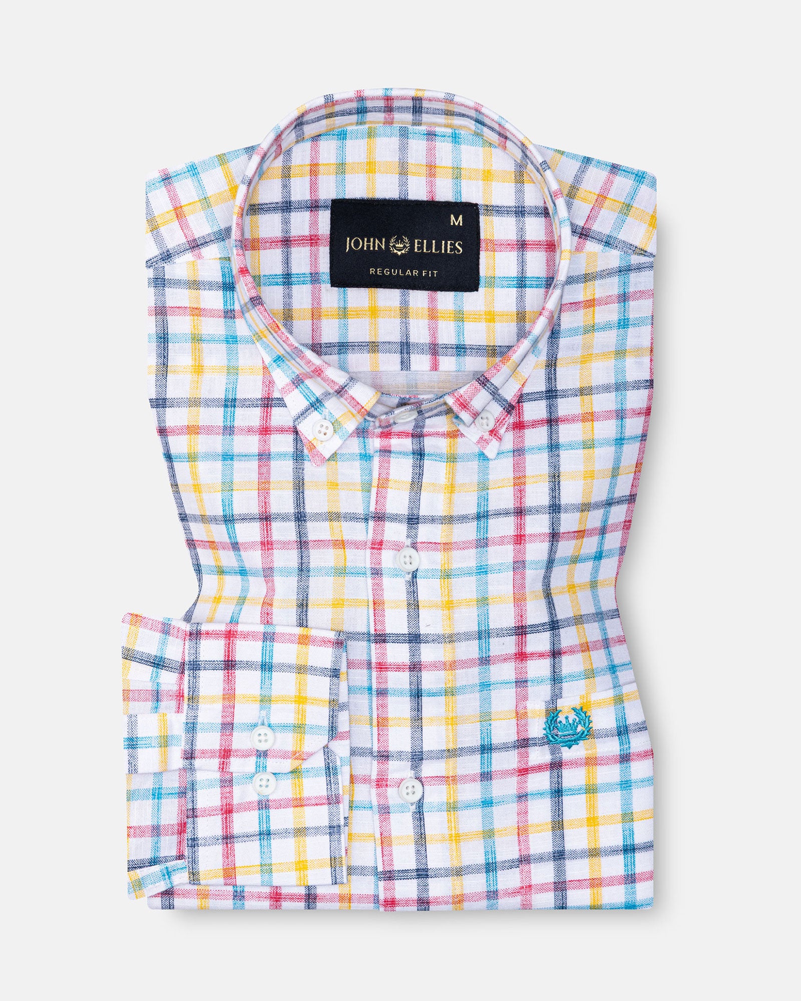 Kaish Multicolor Check Button Down Linen Shirt - John Ellies