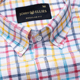 Kaish Multicolor Check Button Down Linen Shirt - John Ellies