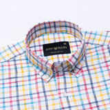 Kaish Multicolor Check Button Down Linen Shirt - John Ellies