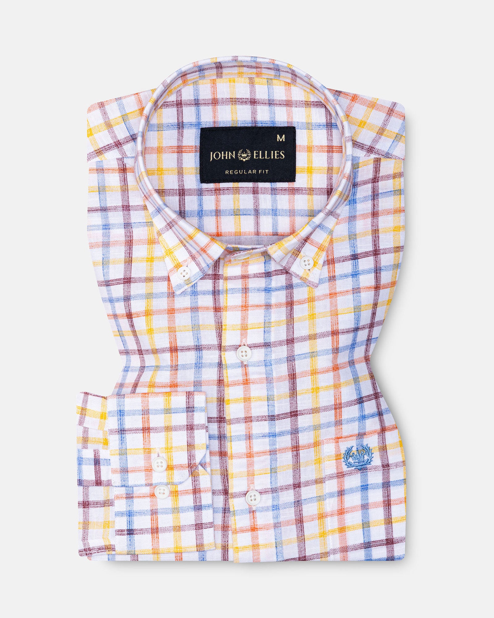 Kaish Mixcolor Check Button Down Linen Shirt - John Ellies