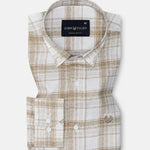 Kaish Coffee Check Button Down Linen Shirt - John Ellies