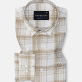 Kaish Coffee Check Button Down Linen Shirt - John Ellies