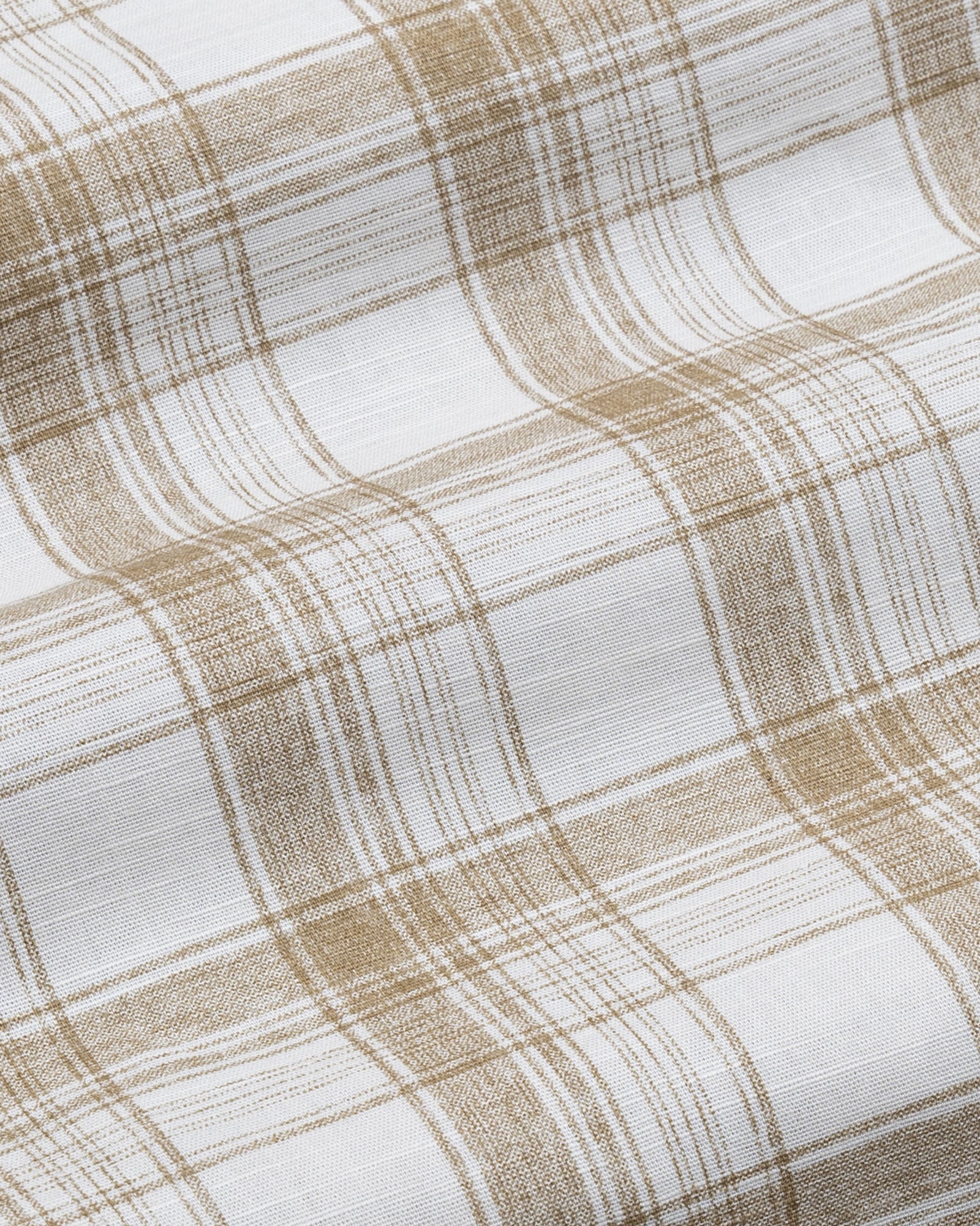 Kaish Coffee Check Button Down Linen Shirt - John Ellies