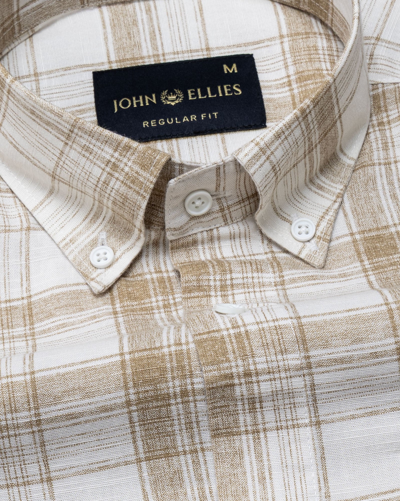 Kaish Coffee Check Button Down Linen Shirt - John Ellies