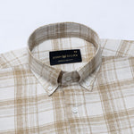 Kaish Coffee Check Button Down Linen Shirt - John Ellies
