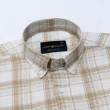 Kaish Coffee Check Button Down Linen Shirt - John Ellies
