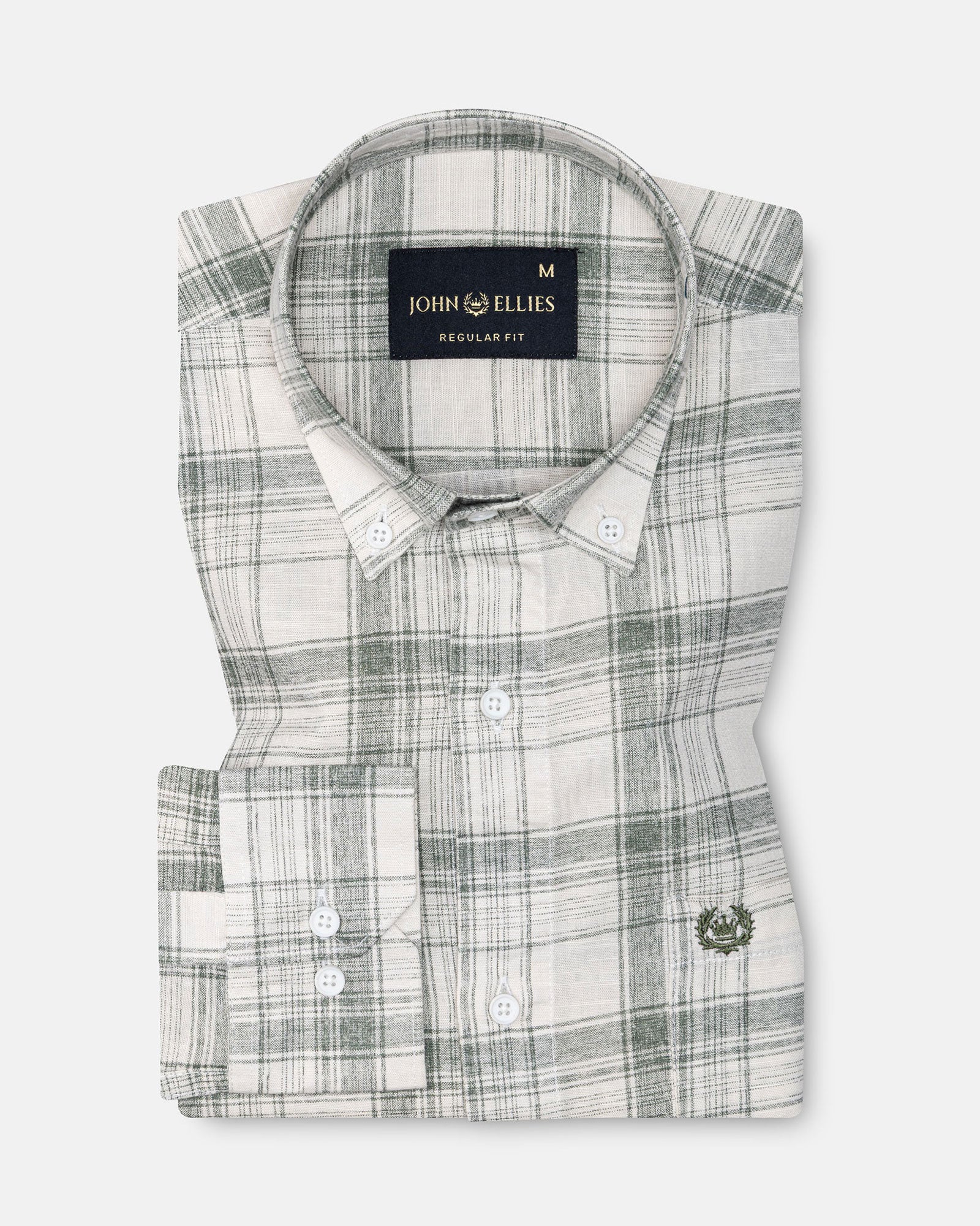 Kaish Green Check Button Down Linen Shirt - John Ellies