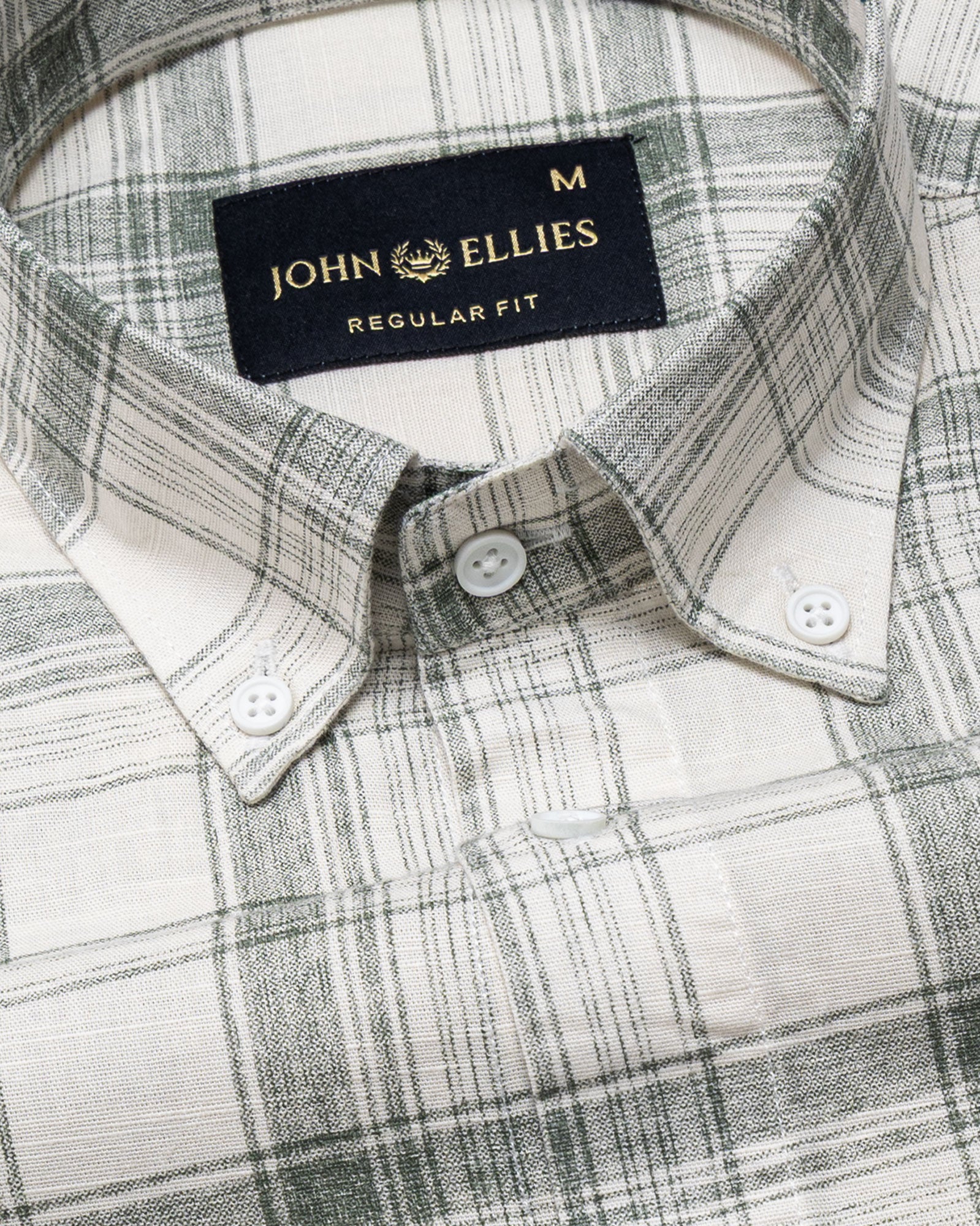 Kaish Green Check Button Down Linen Shirt - John Ellies