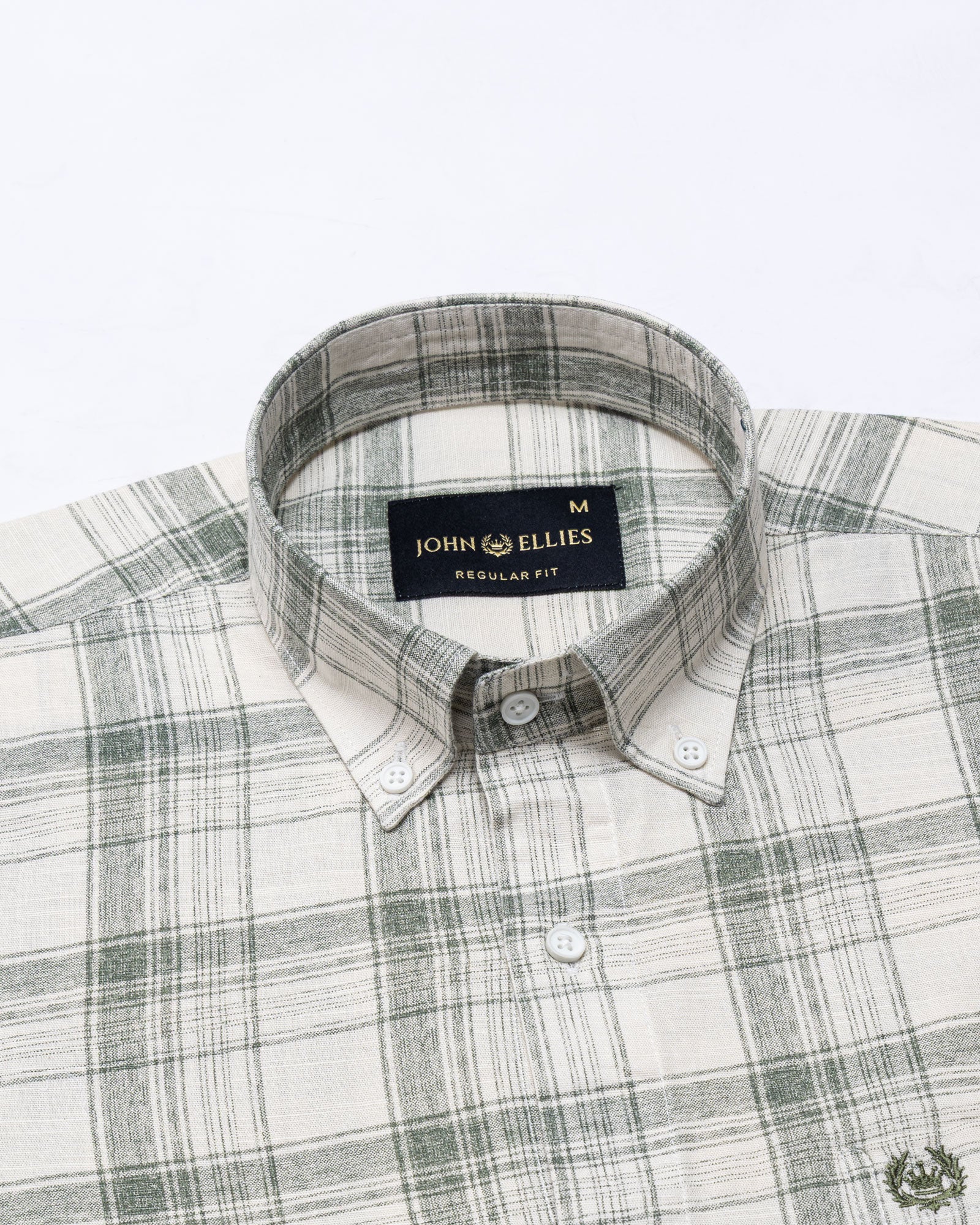 Kaish Green Check Button Down Linen Shirt - John Ellies