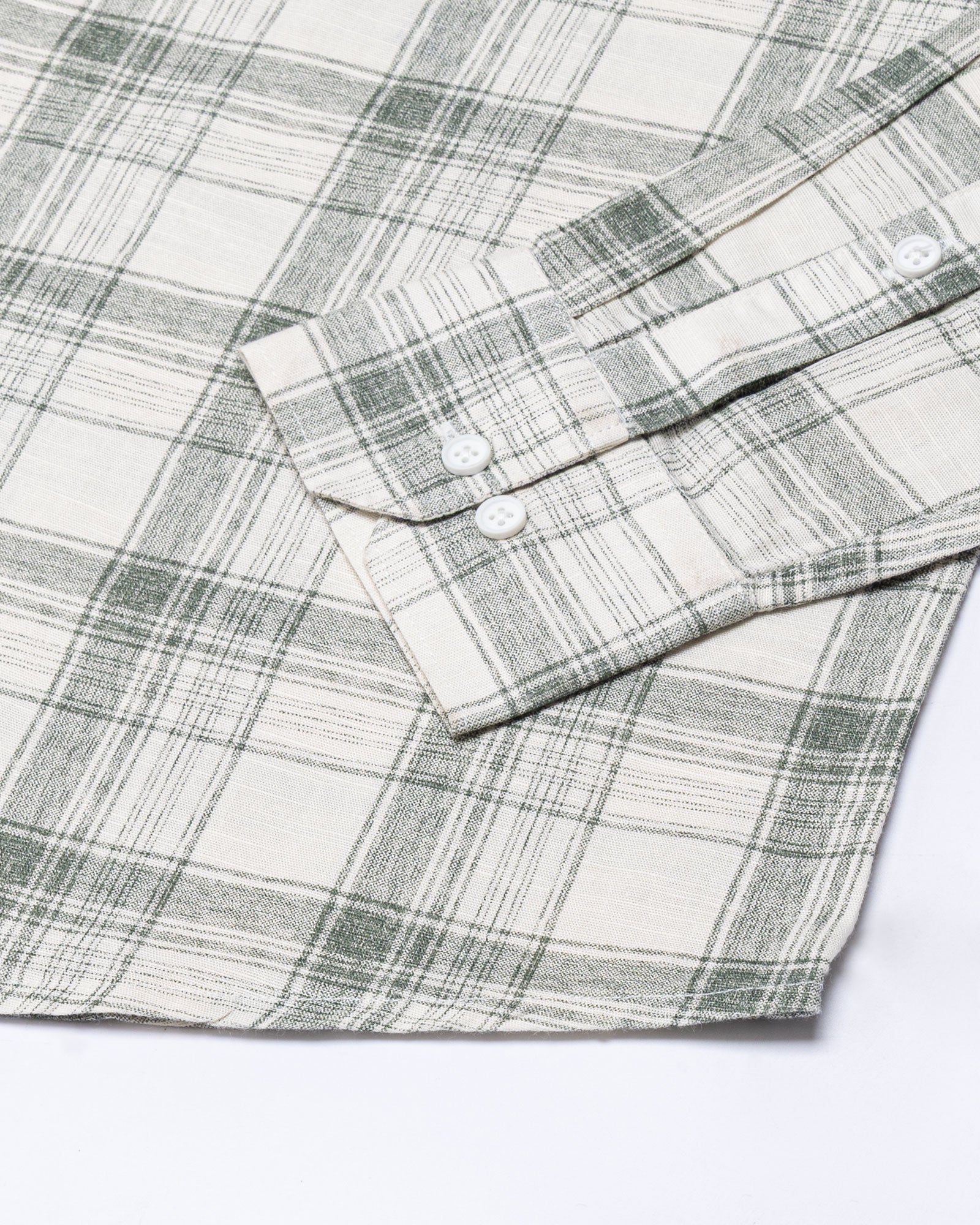 Kaish Green Check Button Down Linen Shirt - John Ellies