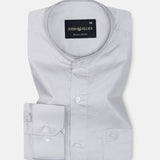 Arden Silver Plain Mandarin Giza Cotton Shirt - John Ellies