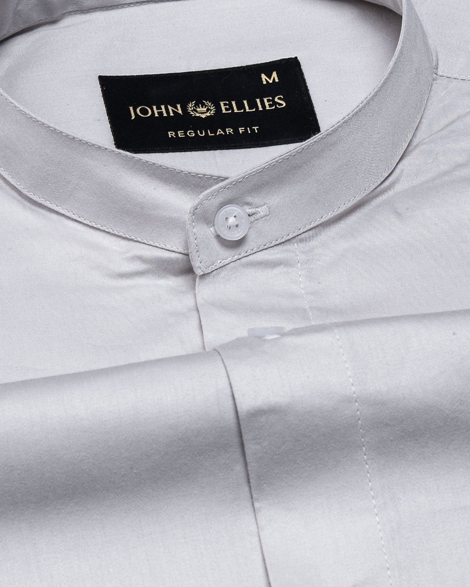 Arden Silver Plain Mandarin Giza Cotton Shirt - John Ellies