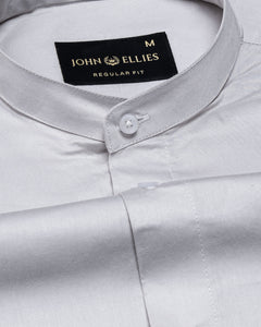 Arden Silver Plain Mandarin Giza Cotton Shirt - John Ellies