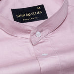 Arden Pink Plain Mandarin Giza Cotton Shirt - John Ellies