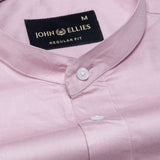 Arden Pink Plain Mandarin Giza Cotton Shirt - John Ellies