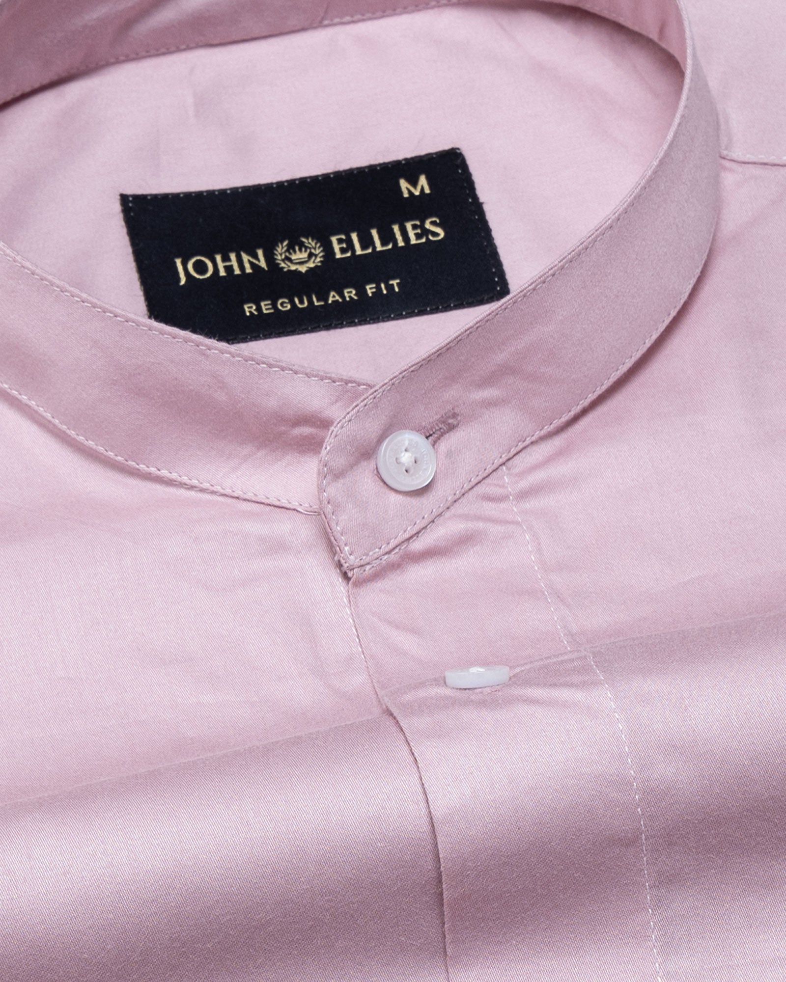 Arden Pink Plain Mandarin Giza Cotton Shirt - John Ellies