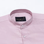 Arden Pink Plain Mandarin Giza Cotton Shirt - John Ellies