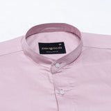 Arden Pink Plain Mandarin Giza Cotton Shirt - John Ellies