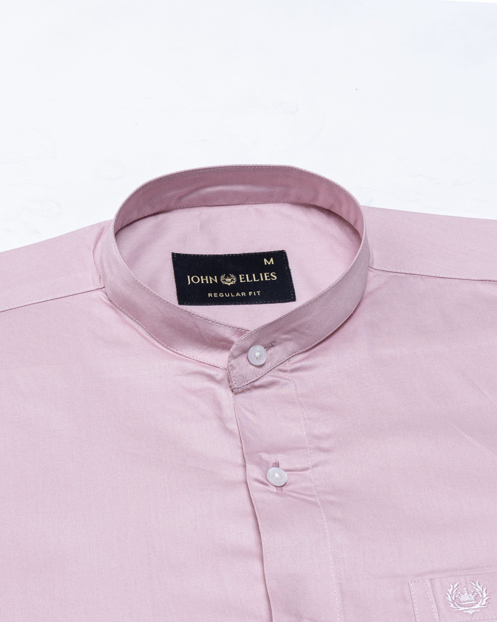 Arden Pink Plain Mandarin Giza Cotton Shirt - John Ellies