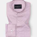 Arden Pink Plain Mandarin Giza Cotton Shirt