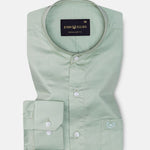 Arden Olive Plain Mandarin Giza Cotton Shirt - John Ellies