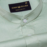 Arden Olive Plain Mandarin Giza Cotton Shirt - John Ellies