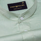 Arden Olive Plain Mandarin Giza Cotton Shirt - John Ellies
